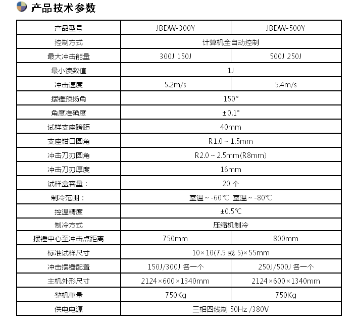 300J/500J微机全自动低温冲击试验机